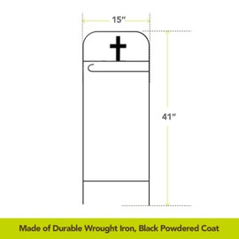 Briarwood lane Wrought Iron Garden Flags Arbor 41" x 15" Decorative Garden Flag Arbor Solid Piece with Welded Joints (Cross, Wrought Iron)
