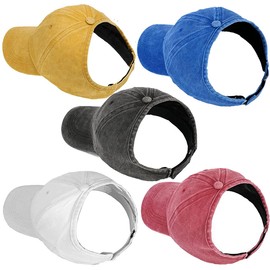 AICILY Paquete de 2 Sombreros de Cola de Caballo sin Espalda para Mujer, Sombrero de Pelo Rizado Natural, Gorra de béisbol, Sombrero de Cola de Caballo, BW-c+e, One Size-Large