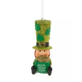 Brother Sister Designs St Patrick's Day Pot Of Gold Leprechaun Glitter Ornament Luck Of The Irish 3.75"