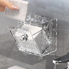 Jrhncy Cotton Bud Container, ABS + PET Cotton Pad Dispenser, Cotton Pads Storage, Q Tips Organiser, Wall Mounted Dispenser Container Box for Cotton Pads, Cotton Swab, Cotton Balls Hair Elastic,