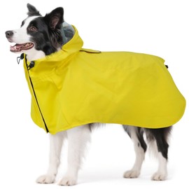 Dora Bridal Dog Raincoat, Adjustable Clear Hooded Dog Rain Jacket for Small Medium Large Dogs, Waterproof Dogs Rain Coat Poncho with Reflective Strips, Yellow, XL