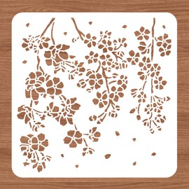 BENECREAT 30x30cm Cherry Blossom Stencil, Weeping Flower Reusable Plastic Drawing Stencils Templates for Painting on Scrapbook Fabric Wall Floor Furniture Wood
