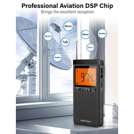 AM FM Portable Radio Personal Radio with Excellent Reception Battery Operated by 2 AAA Batteries with Stero Earphone, Large LCD Screen, Digtail Alarm Clock