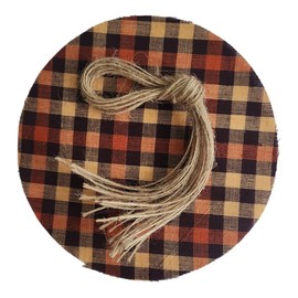 Nakpunar 12 pcs 6" Fall Fabric Jar Covers with Jute Twine Ties (Fall Homespun, 6" straight frayed sided)
