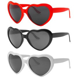 Sarini 3 Pack Heart Glasses Effect - 3D Heart Diffraction Glasses for Carnival, Music Festivals, Parties, Bars, Outdoor Events, Nightclubs - Fun Accessory for Any Celebration