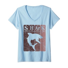 Womens Shark Periodic Table Elements Retro Shark Selachimorphaphile V-Neck T-Shirt