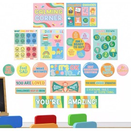 Sweetzer & Orange Calm Down Corner Soothing Calming Emotions Chart Bulletin Board Nook Set 20Pcs