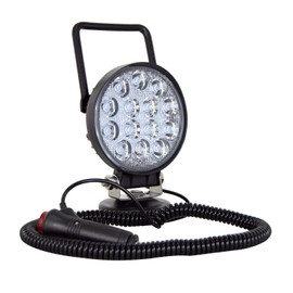 PICAA 1-Piece 4 Inch LED Work Light with Magnetic Base, Round 42 W LED Floodlight, Lightbar, Car, Offroad, 4 x 4 Truck, Tractor, 12 V, 24 V Additional Headlight