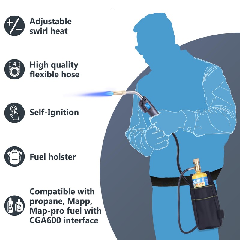 TAUSOM MAPP Map Gas Torch Kit with Holster, Adjustment Knob