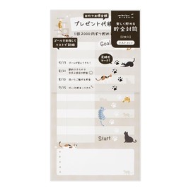 Midori 25607006 Money Envelope List Cat Pattern
