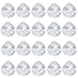 Pack of 20 Crystal Suncatchers for Hanging, 20 mm Hanging Clear Crystal Prism, Crystal Ball Sun Catcher for Decoration