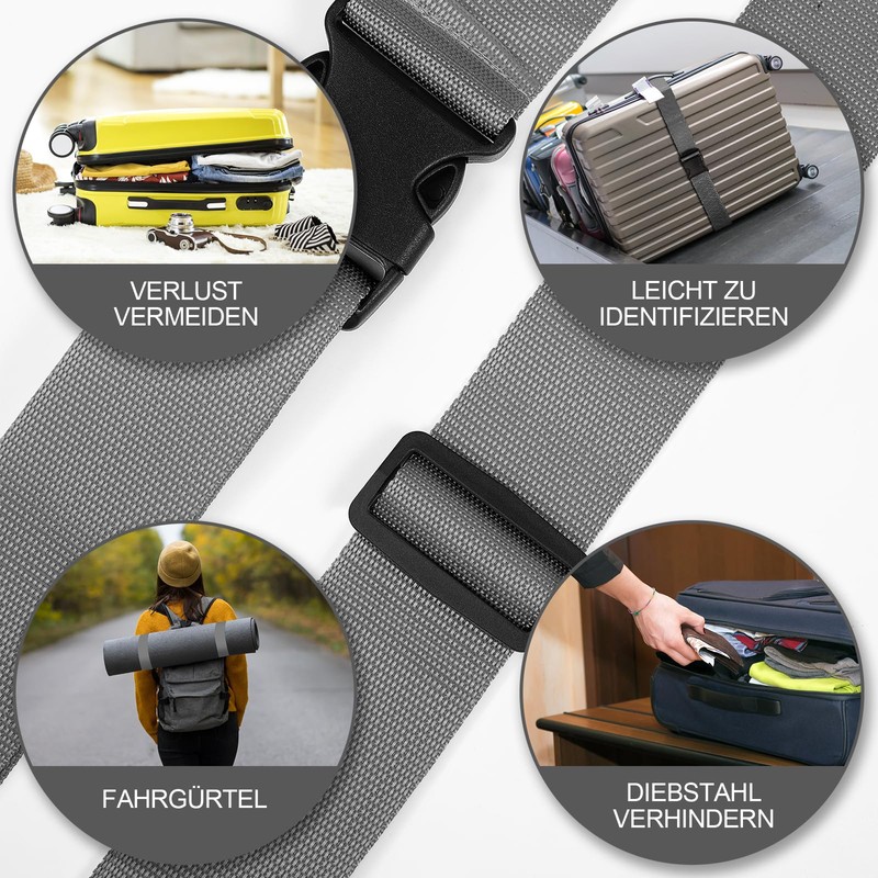 Tatxmalv Pack of 2 Suitcase Straps, Adjustable Non-Slip Suitcase Straps,