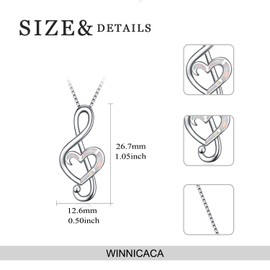 WINNICACA Music Note Opal Necklace Sterling Silver Necklace for Women Girls Gifts, Sterling Silver, Created Opal