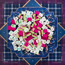 160 Tiles American Mahjong Set with Tartan Plaid Navy Neoprene Mat Pink Green4-Layer Engraved Tiles Ready to ShipColor: Red Mahjong Bag Set