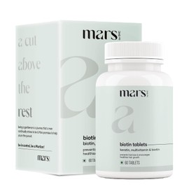 mars by GHC Hair Biotin, Promotes Healthy & Strong Hair Growth, Powered with Keratin, Amino Acids, Grape Seed Extract & Other Natural Supplements | 100% Vegan 60 Count (Pack of 1)