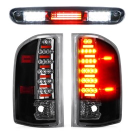 Bomusou LED Tail Lights Assembly + 3rd Brake Light Fit for Chevy Silverado 1500 2500 HD 3500 HD 2007-2014, for GMC Sierra 3500 HD 2008-2014 with Dual Wheel Only, Chrome Housing Clear Lens