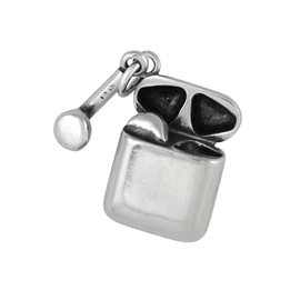 CharmCountry Sterling Silver Moveable 3D Ear Buds or Ear Headphones with Case Charm