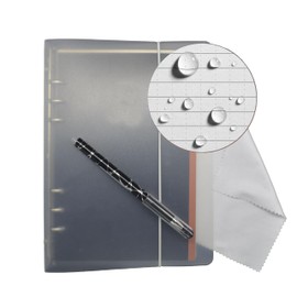 iTalkes PP cover Waterproof A5 Notebook, PVC shell Durable Notebook 28 sheets 56 pages, Reusable Stone Paper Notebook with pen/towel/bag / 5.8”x8.3” Weather proof Note Pads (A5 Slim, Transparent)