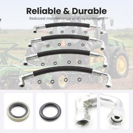 Hydraulic Hose Fit for John Deere Front Mounted Tractor Loaders D120 120E 120R H120 H130 H160 D160 H165 D170 200CX 200X 210 300X 300CX 300 300E 300R 305 400CX 400X 400E Replace AW29374, 4PCS