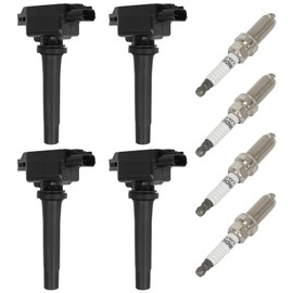 AZHZ 4PCS Ignition Coils and 4PCS Spark Plugs Compatible with 2020 for Ford for Taurus 2.5L 2019 for Jeep for Grand Cherokee 4.0L 2014 for Chevy for Express 1500 5.3L Replacement for UF656