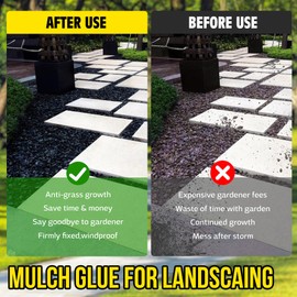 Mulch Glue - 0.5 Gallon / 64oz Black Color Mulch Dye & Landscape Adhesive with Applicator for Landscaping, Garden, Gravel, Rock - Safe Ready to Use Gravel Binder Mulch Lock Glue for Leaf, Stone, Bark