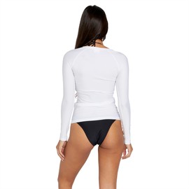 Volcom Women's Standard Simply Core Long Sleeve Rashguard UPF 50+, White 1