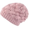 Lilax Cable Knit Slouchy Chunky - Gorro de invierno, Rosado,