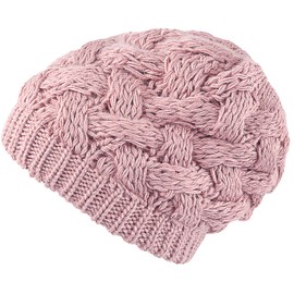 Lilax Cable Knit Slouchy Chunky - Gorro de invierno, Rosado, Talla única