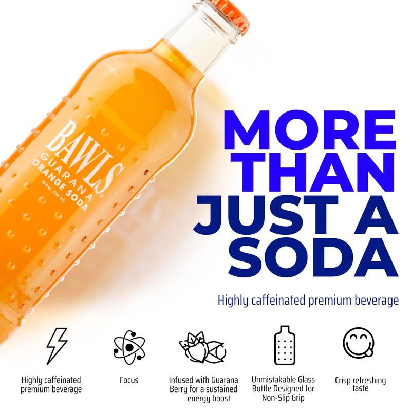 BAWLS Guarana Mandarin Orange, BAWLS Guarana Drink, Guarana Soda, Guarana