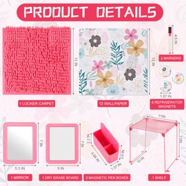 Patelai 26 Pcs Locker Accessories Magnetic Locker Wallpaper Back to School Essentials for Girls Dormitory Organizer and Decorating Kit(Light Pink,Bow)