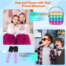 Karaoke Machines for Kids Adults, Mini Portable Bluetooth Speaker with 2 Wireless Microphones, Portable Kids Toys Christmas Birthday Gifts for Girls Ages 4, 5, 6, 7, 8, 9, 10, 12 +Year Old Home Party