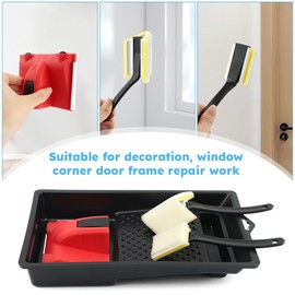 Paint Edger Tool with Trim and Touch-Up Pad, Paint Pad Tray Set Easy-to-Use Edge Painting Tool, Painting Wall Edges Pad for Home Interior, Trim Smart Paint Edger for High Ceiling