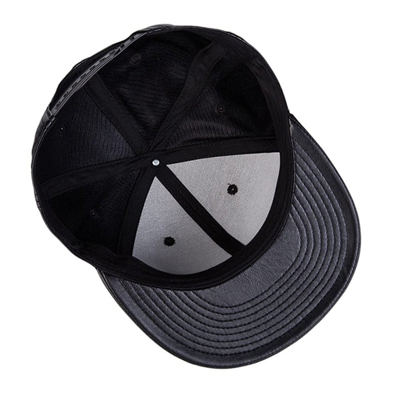 FREEBIRD99 Faux Leather Flat Bill Brim Hip Hop Baseball Cap