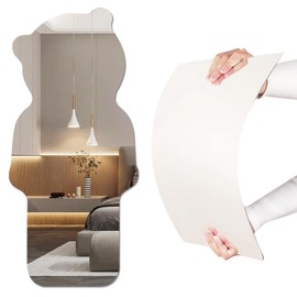 OPONEB Acrylic Full Body Mirror | Clear Reflective, Self-Adhesive, Easy to Install, Kid-Safe, Frameless, Unbreakable, Flexible Material, Lightweight (47" x 16", Bear-Shaped)