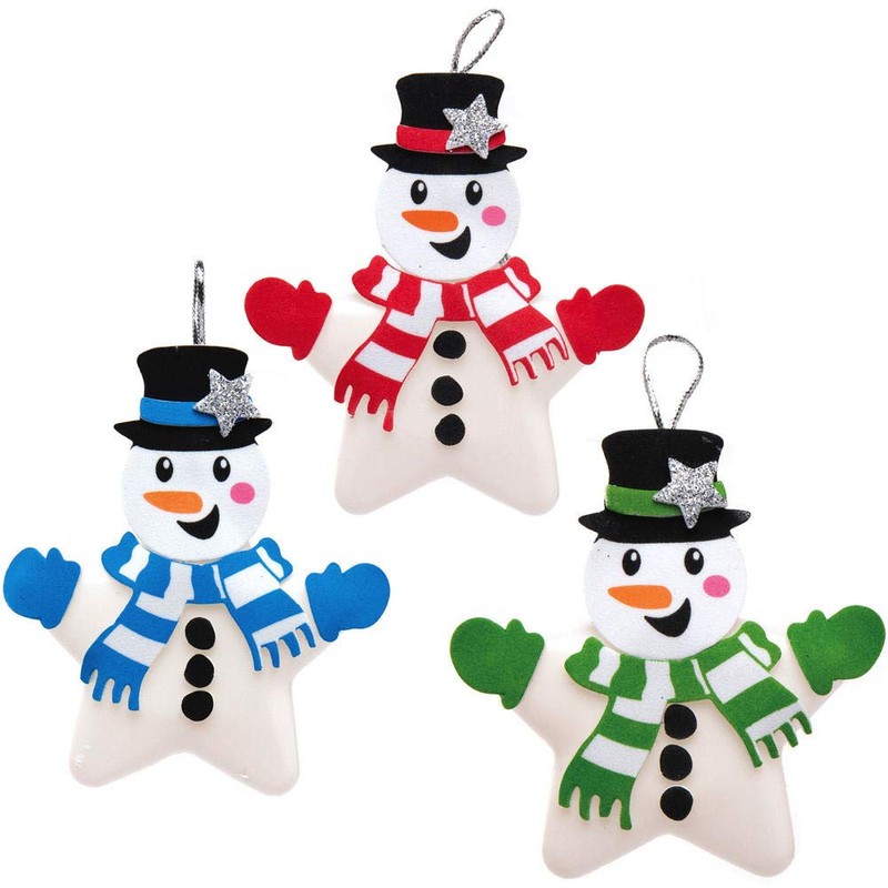 Baker Ross Snowman Star Bauble Kits – Pack of 6,