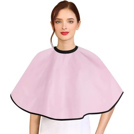 Noverlife Capa de maquillaje rosa, capa de afeitado para barba, babero de salón de belleza para cliente, barbería, champú, paño de cambio de imagen para artista cosmético, esteticista, peluquería