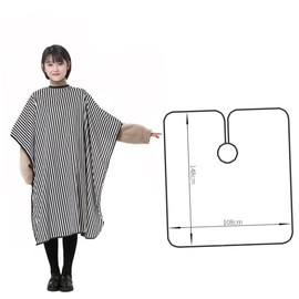 Mikinona Salon Cape Waterproof Dacron Stripe Decor Hair Cutting Perming Dyeing Long Dry Neckline Design