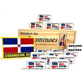 Double Six Dominican Republic Flag Engraved Dominoes