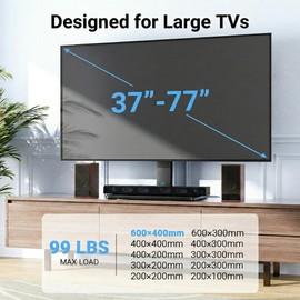 PERLESMITH Universal Swivel TV Stand for 37-77 inch TVs, Table Top TV Stand Base up to 99 lbs, 4 Height Adjustable Universal TV Legs with Tempered Glass Base, Max VESA 600x400mm, PSTVS02-N1