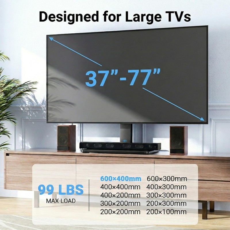 PERLESMITH Universal Swivel TV Stand for 37-77 inch TVs, Table