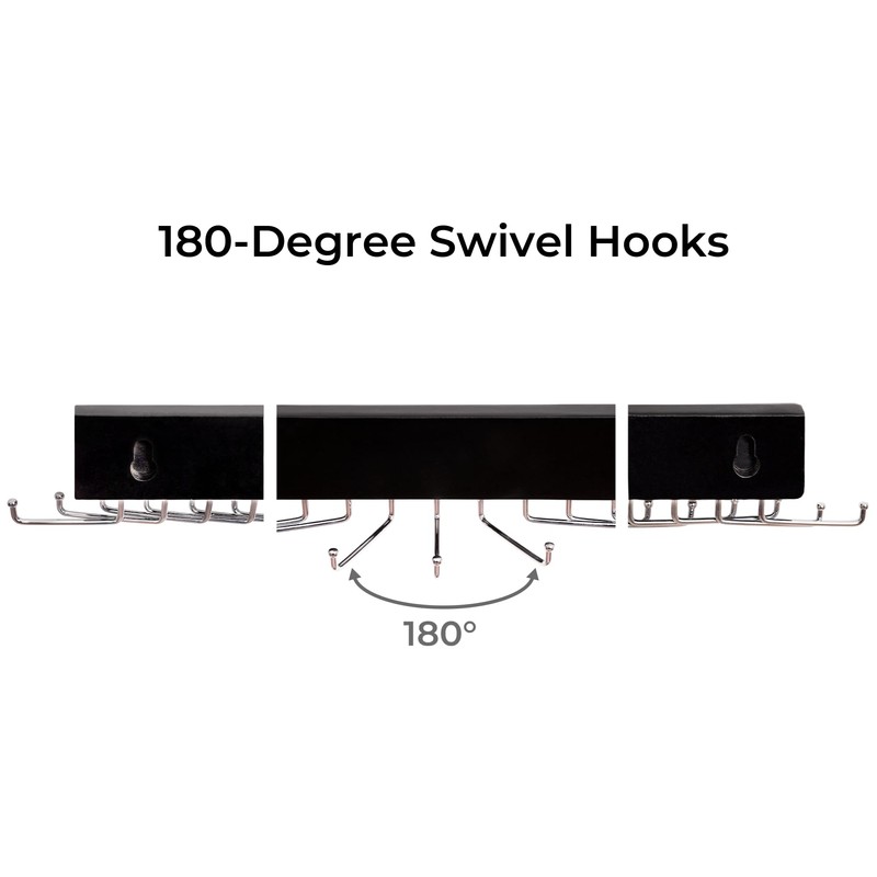 StorageWorks Tie Rack with 20 Hooks, 2-Pack Wall-Mounted Wooden Hangers