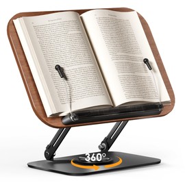 SupeDesk Book Stand for Reading, Adjustable Book Holder with 360° Rotating Bases, Foldable Designs, and Elastic Clips, Multifunctional Display Stand for Recipe, Cookbooks, Magazines, Tablets, Laptops