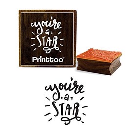 Printtoo Scrap-Booking You're a Star Word Design Square Wooden Rubber Stamp Block-2 x 2 Inches