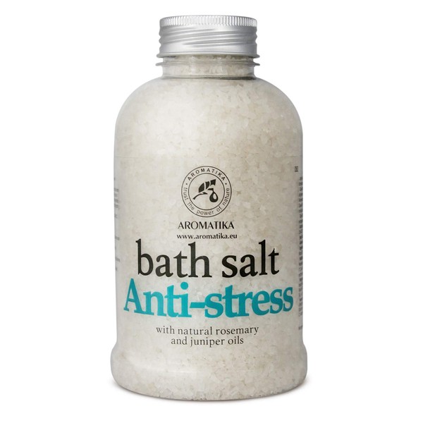 De-Stress Bath Salt 21.16 Oz w/Natural Rosemary & Juniper Oils - Natural Bath Sea Salts 600g - Best for Good Sleep - Relaxing - Calming - Body Care - Beauty - Aromatherapy