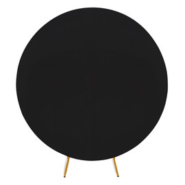 WedDecor 7.2ft (220cm) Black Round Backdrop Cover Adjustable Spandex Wrinkle Resistant Solid Colour Circle Arch Covers For Photography Decoration, Wedding, Birthday, Events, Banquet, Baby Shower