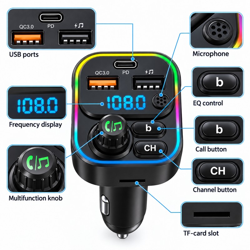 Upgrade Your Older Car with Bluetooth 5.3 – FM Transmitter
