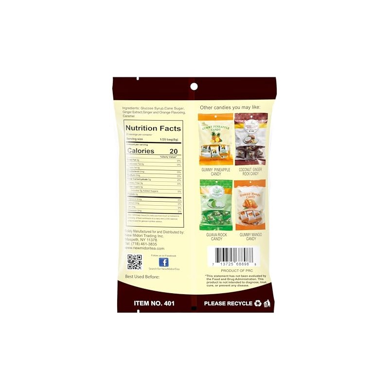 GT Amber Ginger Rock Candy, 4.41 Ounce Bag