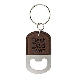 ThisWear for Dad Best Dad Ever Leatherette Bottle Opener Keychain Key Tag Brown