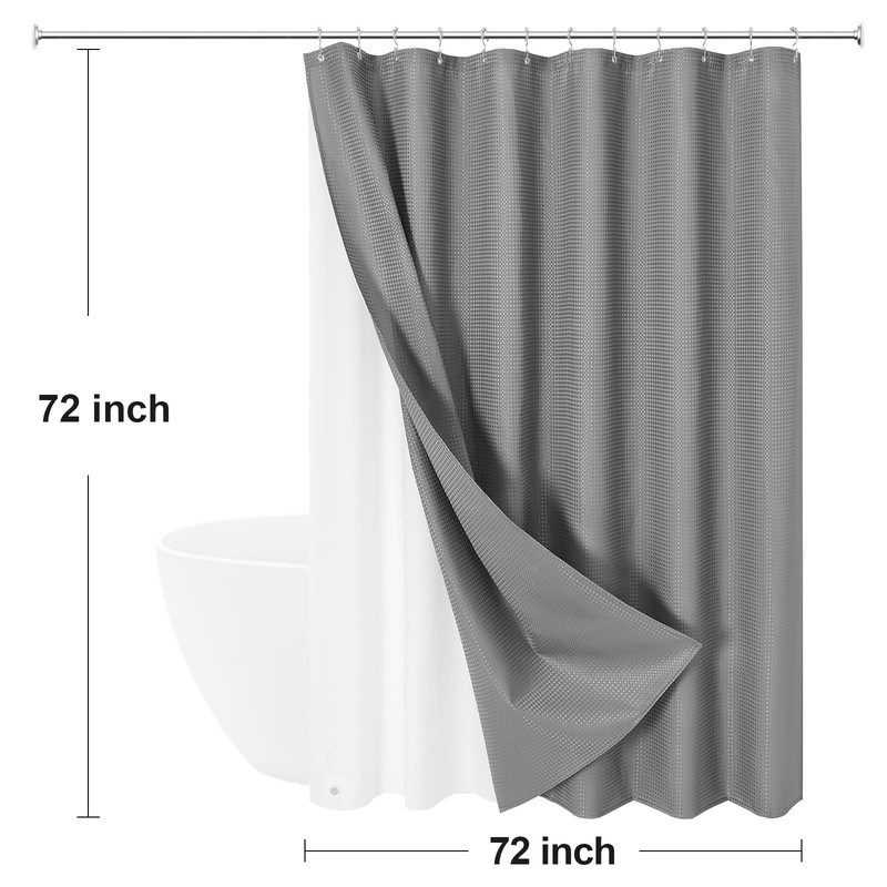 Craidlela 3 in 1 Shower Curtain Set, Grey Waffle Shower