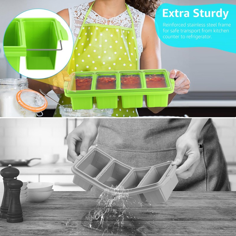 Ztomine Silicone Freezer Tray With Lid - Silicone Freezer Food